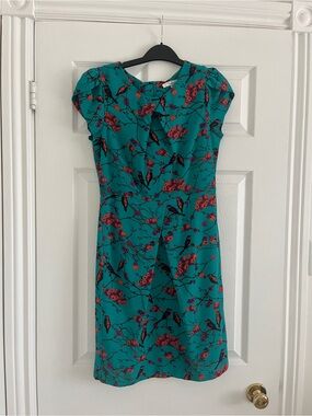 Darling Teal Floral & Bird Midi Dress